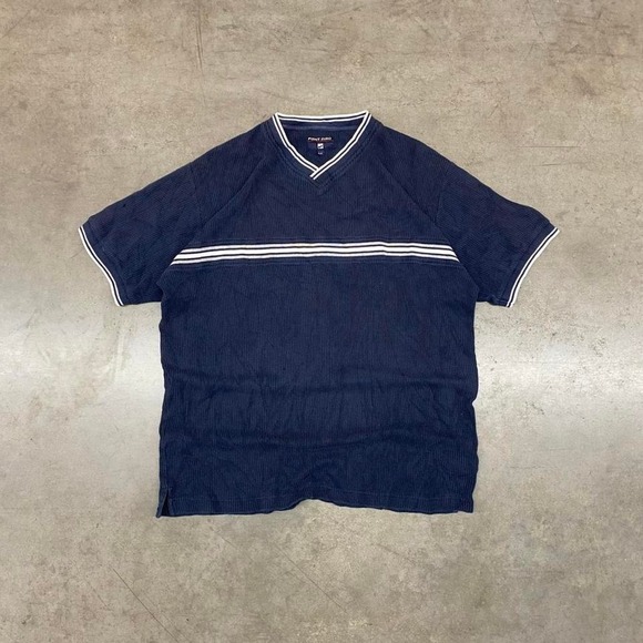 Point Zero Other - Point zero Shirt Waffle knit Vneck Navy Y2K Men's Size S